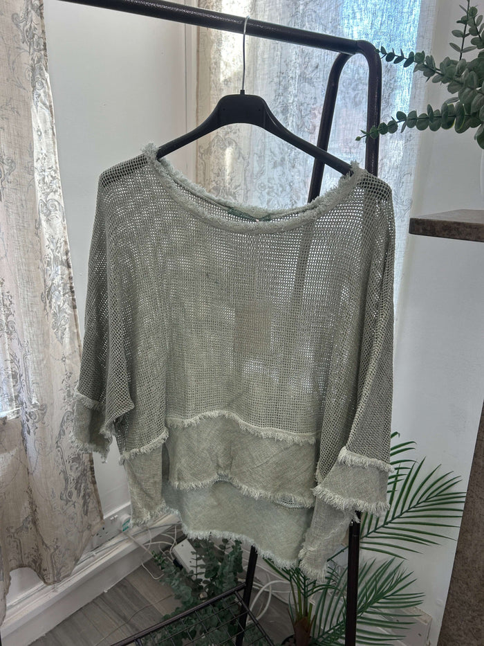 Valarie Fringe Detail Waffle Top