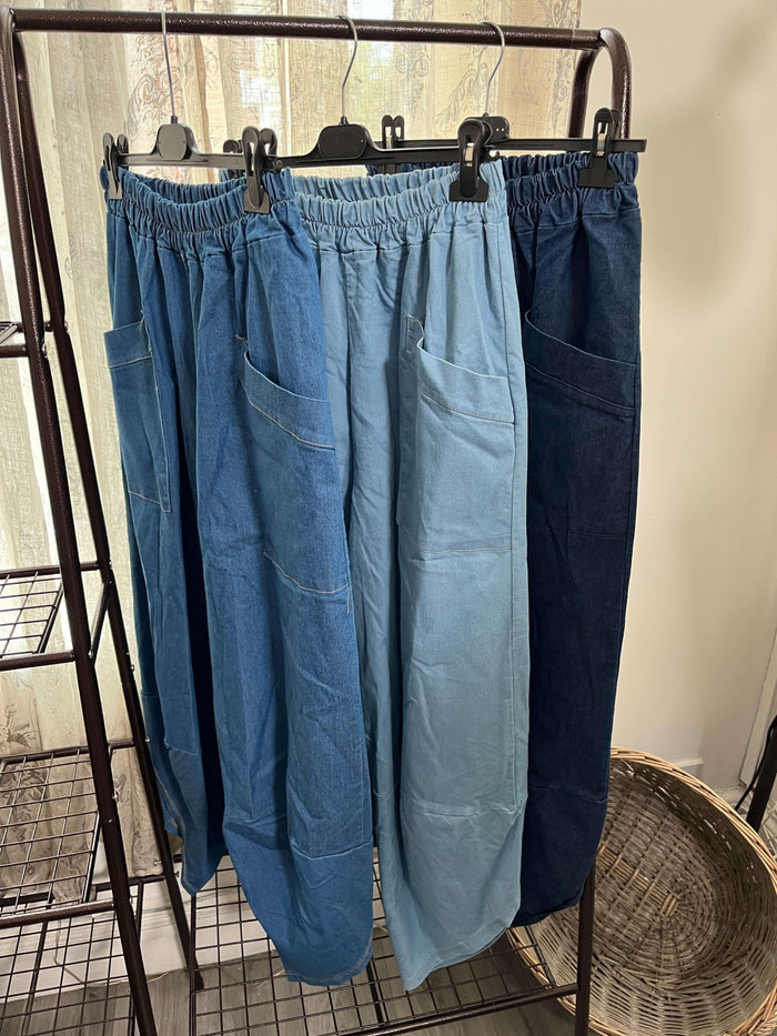 Vienna Denim Cropped Elasticated Waist Trouser