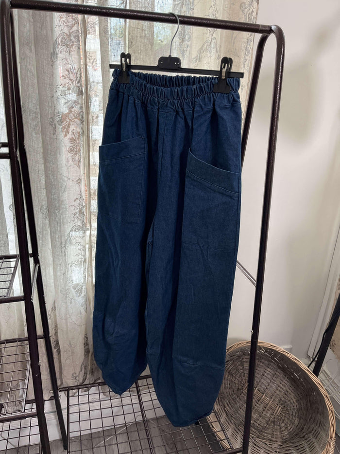 Vienna Denim Cropped Elasticated Waist Trouser