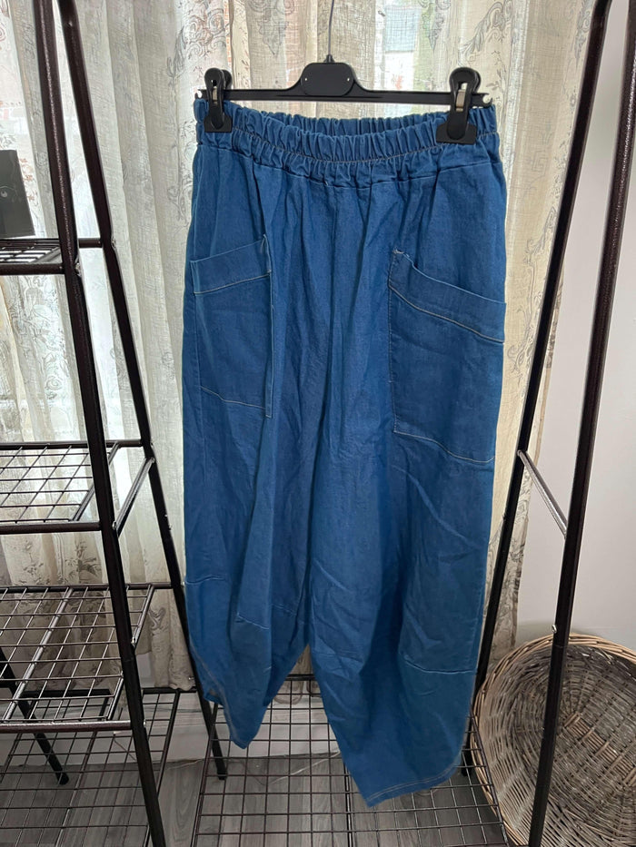 Vienna Denim Cropped Elasticated Waist Trouser