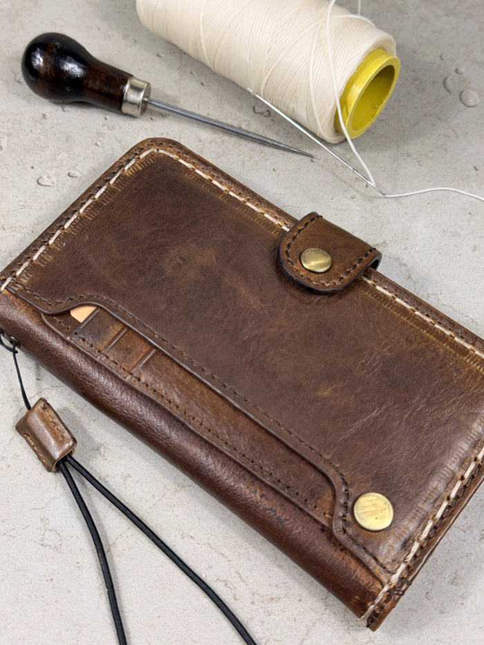 Vintage Book Style Leather iPhone Wallet Case