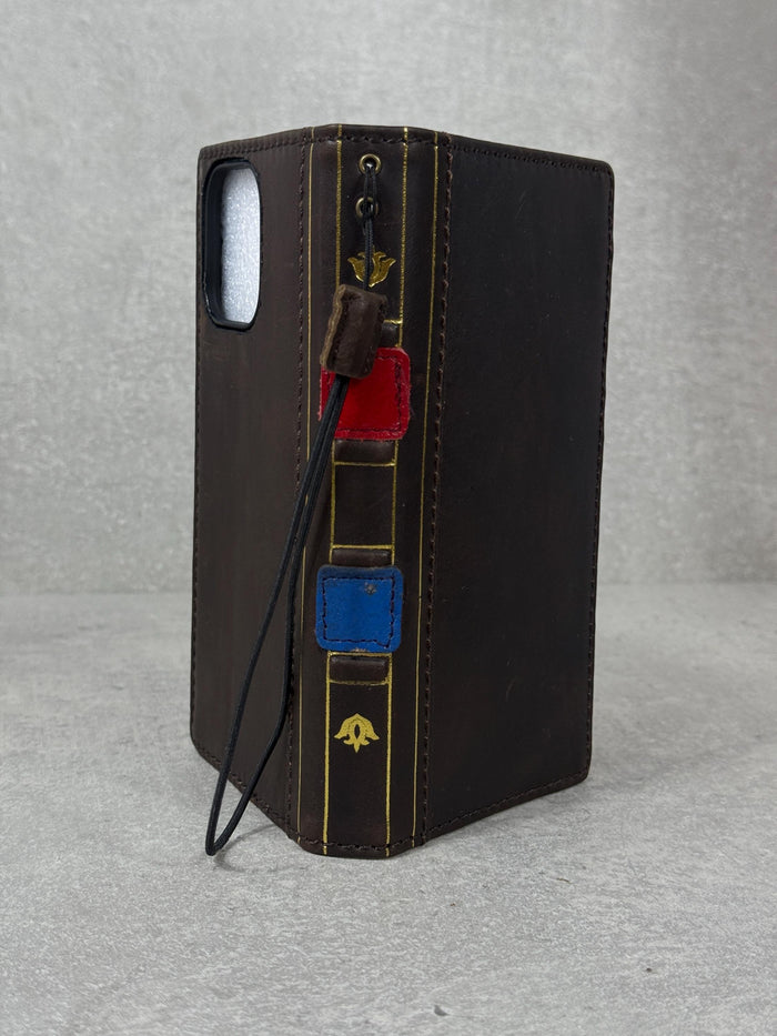 Vintage Book Style Leather iPhone Wallet Case
