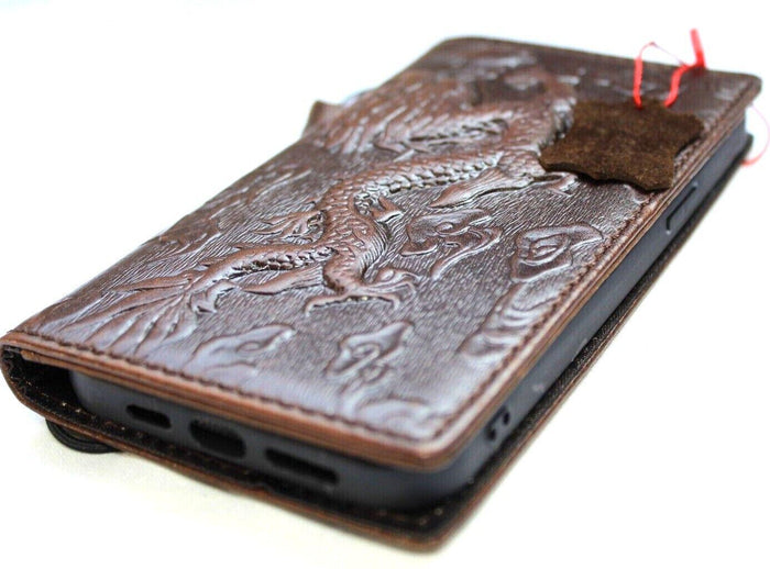 Vintage Dragon Embossed Genuine Leather Wallet Case for Google Pixel