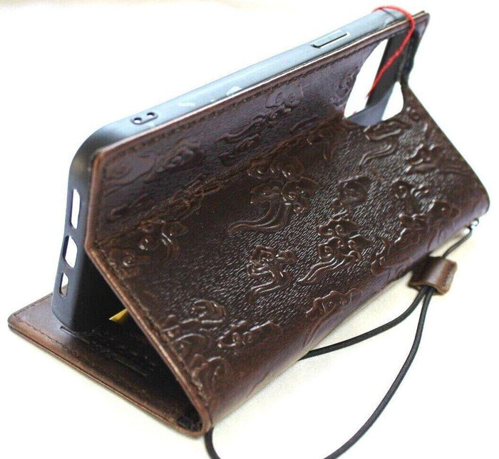 Vintage Dragon Embossed Genuine Leather Wallet Case for Google Pixel