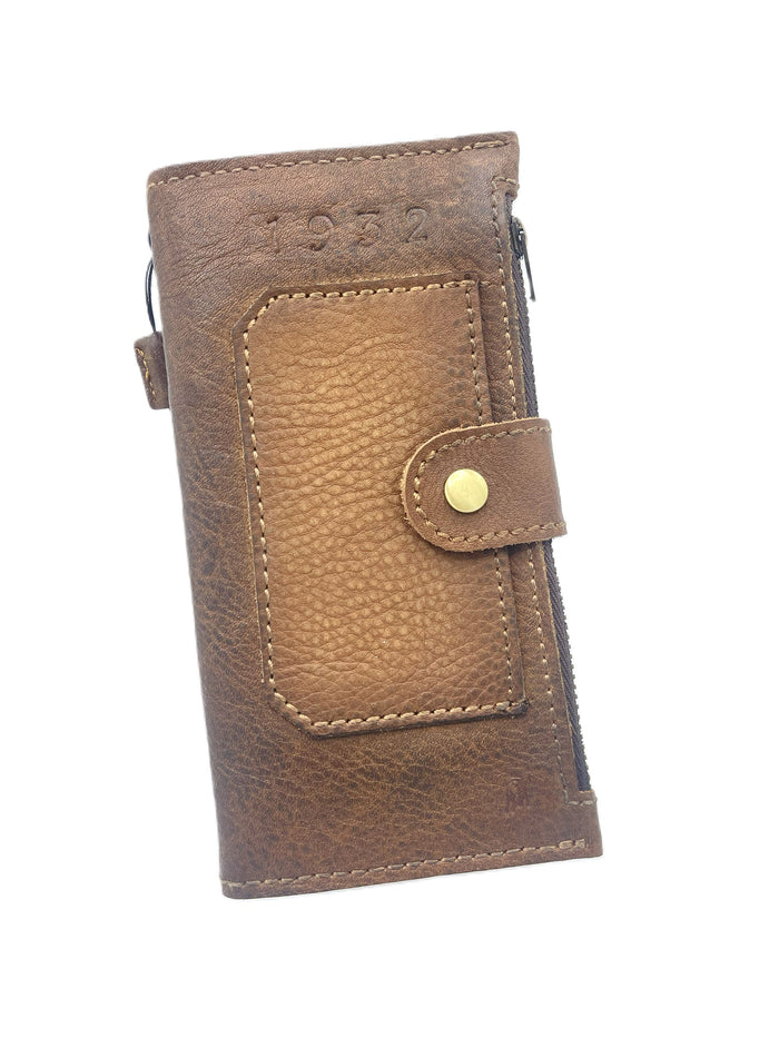 Vintage Genuine Leather Wallet Case: Galaxy S22 S23 S24 Ultra, Note 20 21