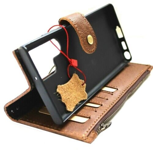 Vintage Genuine Leather Wallet Case: Galaxy S22 S23 S24 Ultra, Note 20 21