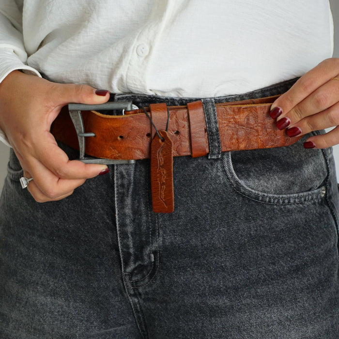 Vintage Leather Belt, Handmade Pleated Waist Belt, Limited Edition