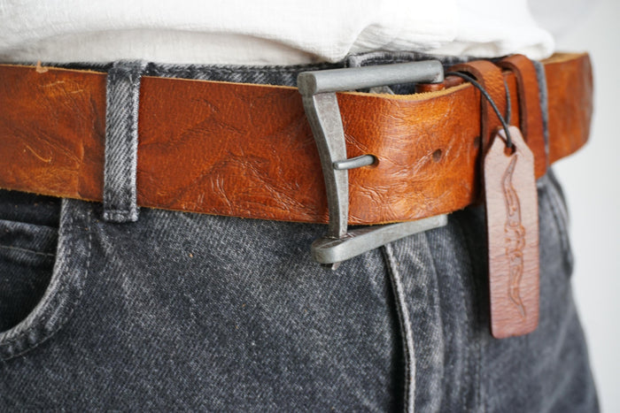 Vintage Leather Belt, Handmade Pleated Waist Belt, Limited Edition