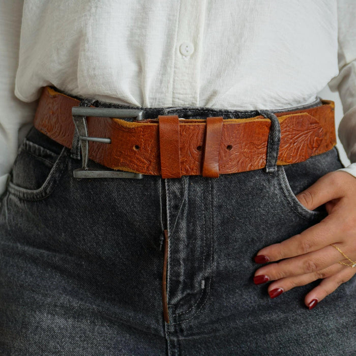 Vintage Leather Belt, Handmade Polished Buckle, Limited Edition