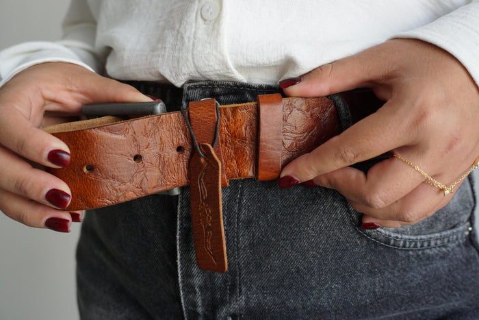 Vintage Leather Belt, Handmade Polished Buckle, Limited Edition