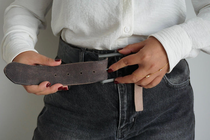 Vintage Leather Belt, Handmade Polished Buckle, Limited Edition