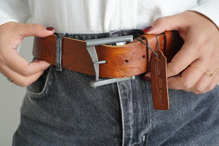 Vintage Leather Belt, Handmade Polished Buckle, Limited Edition