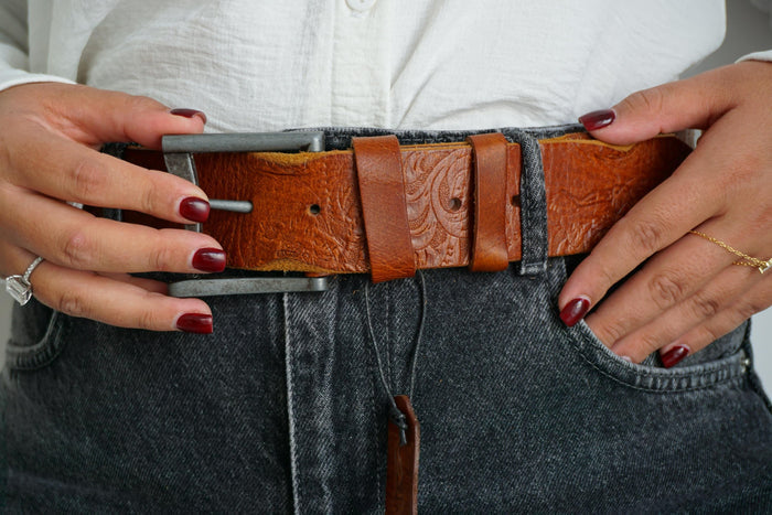 Vintage Leather Belt, Handmade Polished Buckle, Limited Edition