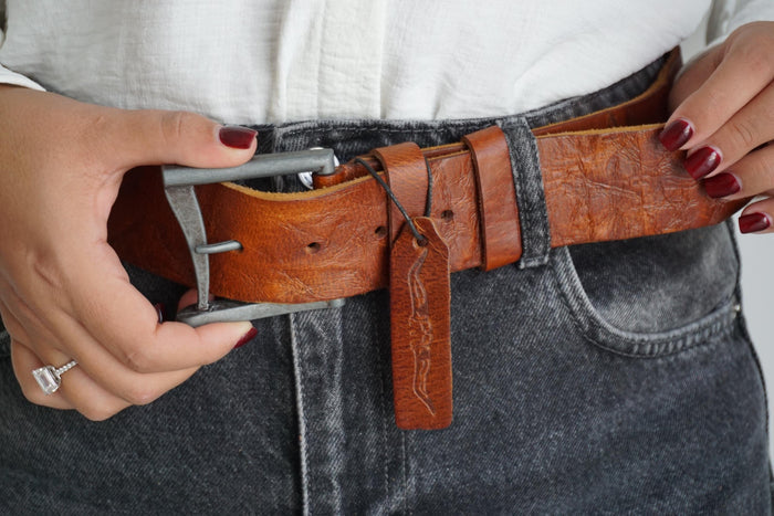 Vintage Leather Belt, Handmade Polished Buckle, Limited Edition