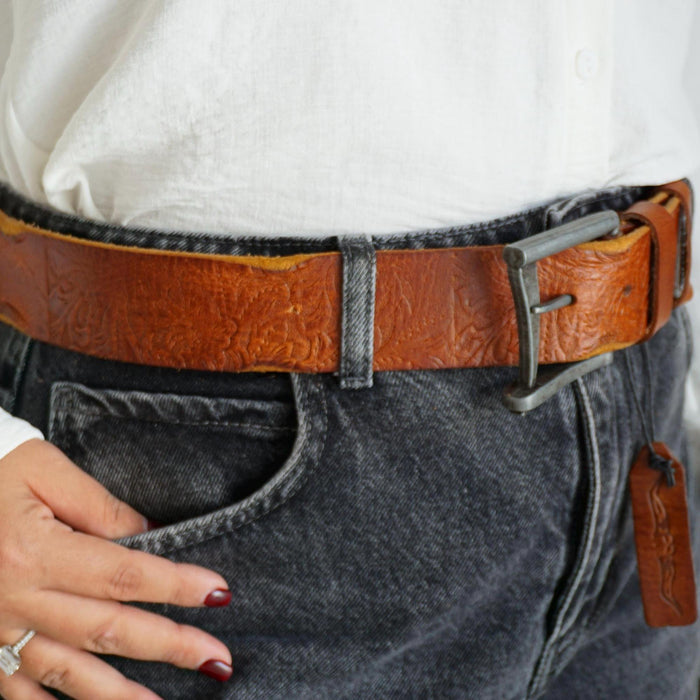 Vintage Leather Belt, Handmade Polished Buckle, Limited Edition
