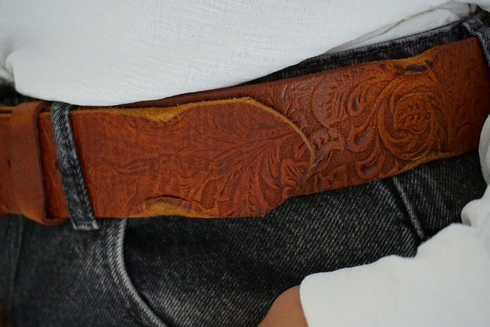 Vintage Leather Belt, Handmade Polished Buckle, Limited Edition