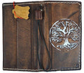 Vintage Leather Google Pixel Wallet Case: Tree of Life Stamped Cover