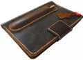 Vintage Leather iPad Case: Hand Sewn Wallet with Pen Holder
