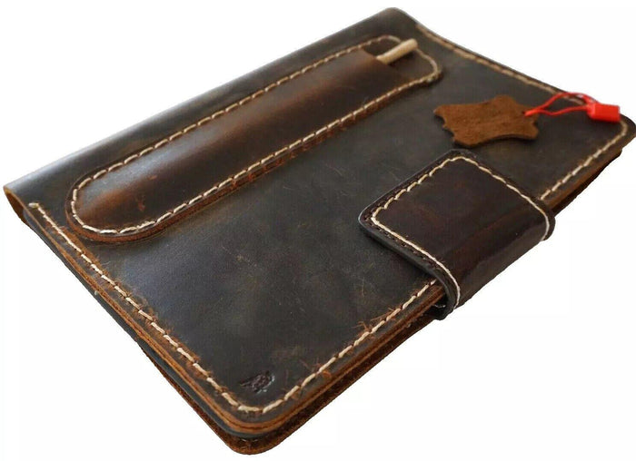 Vintage Leather iPad Case: Hand Sewn Wallet with Pen Holder