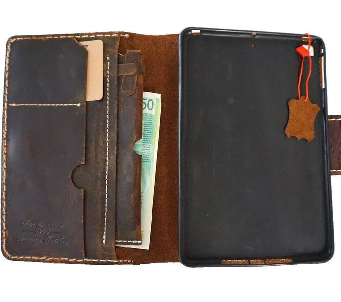 Vintage Leather iPad Case: Hand Sewn Wallet with Pen Holder