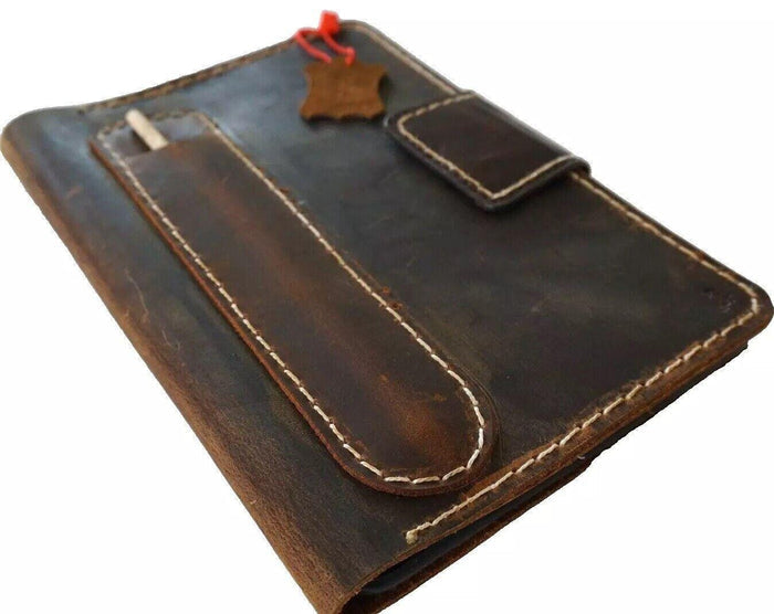 Vintage Leather iPad Case: Hand Sewn Wallet with Pen Holder