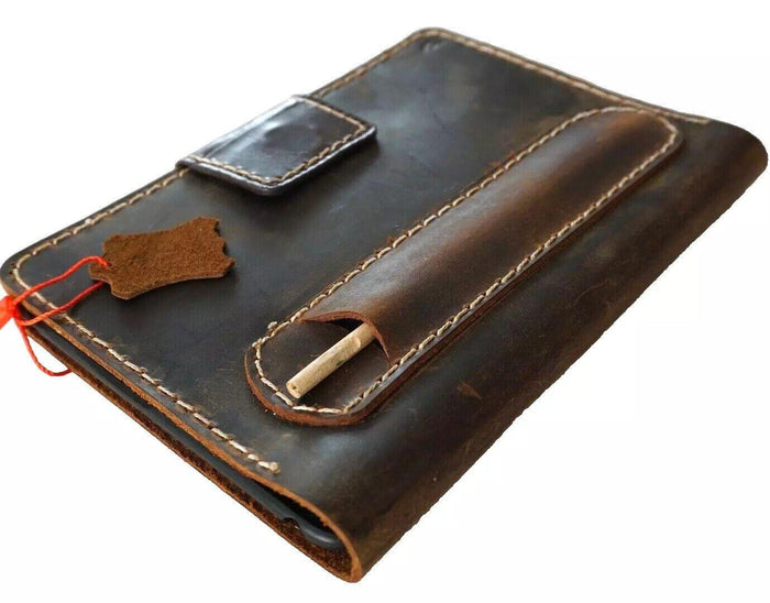 Vintage Leather iPad Case: Hand Sewn Wallet with Pen Holder