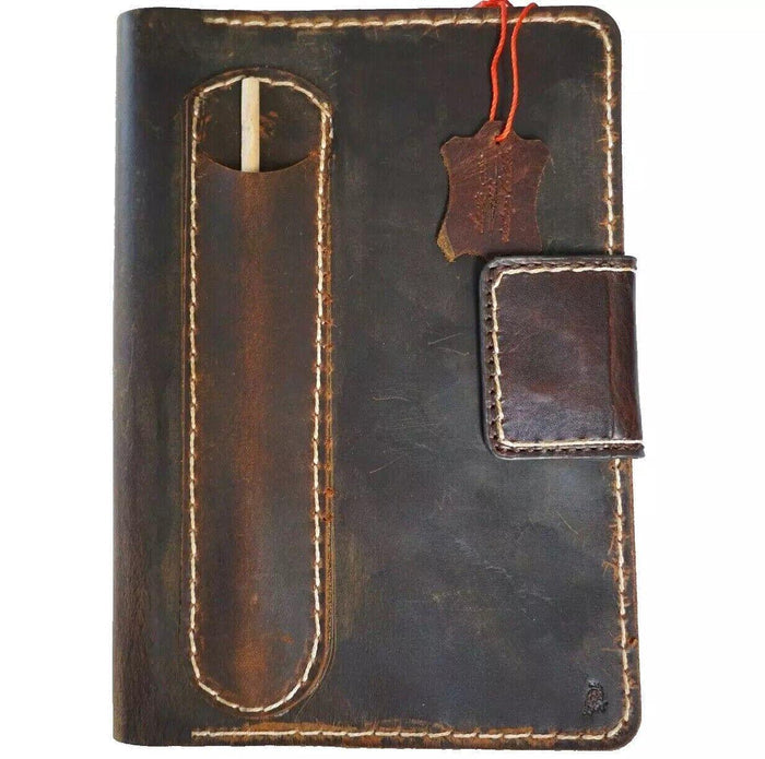 Vintage Leather iPad Case: Hand Sewn Wallet with Pen Holder