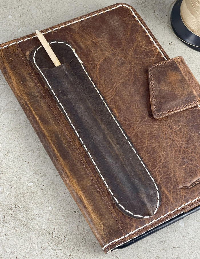 Vintage Leather iPad Case: Magnetic, Hand Sewn, Pen Holder