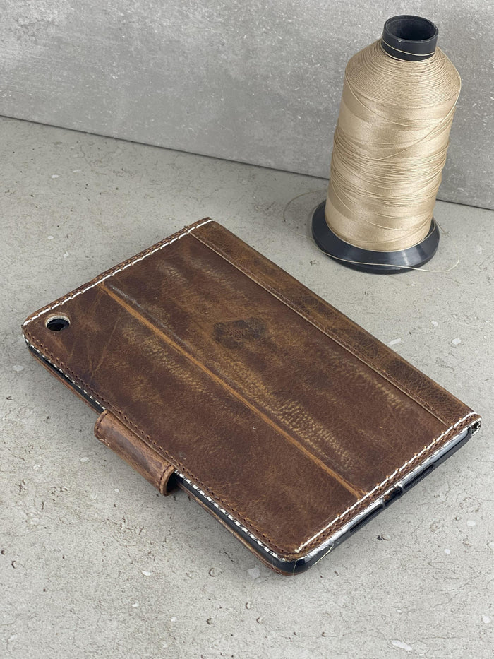 Vintage Leather iPad Case: Magnetic, Hand Sewn, Pen Holder
