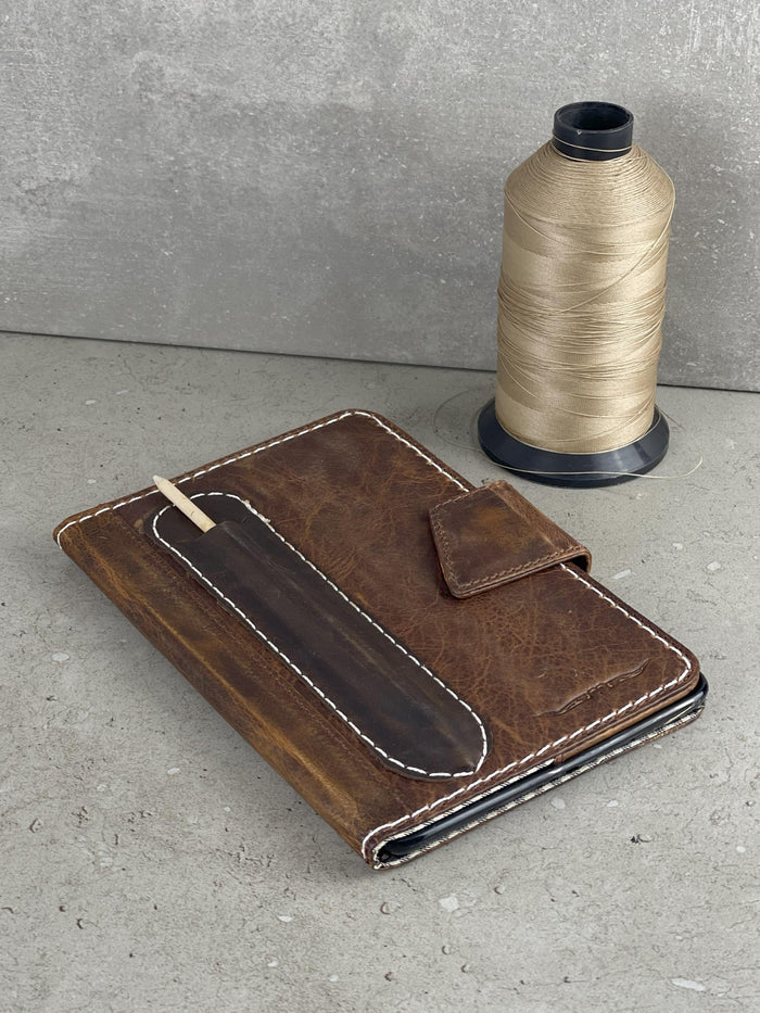 Vintage Leather iPad Case: Magnetic, Hand Sewn, Pen Holder