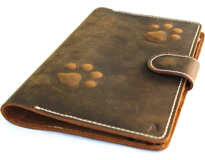 Vintage Leather iPad Mini Case: Dog Paw Magnetic Wallet