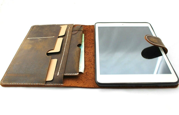 Vintage Leather iPad Mini Case: Dog Paw Magnetic Wallet