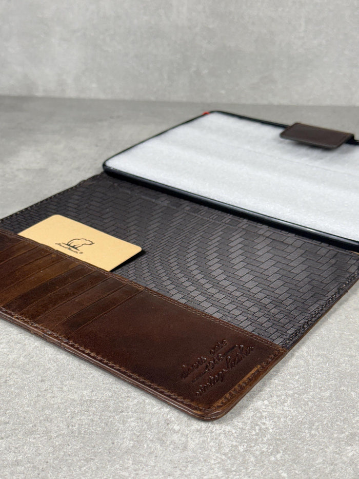 Vintage Leather iPad Mini Case: Magnetic Pen Holder, Hand Sewn