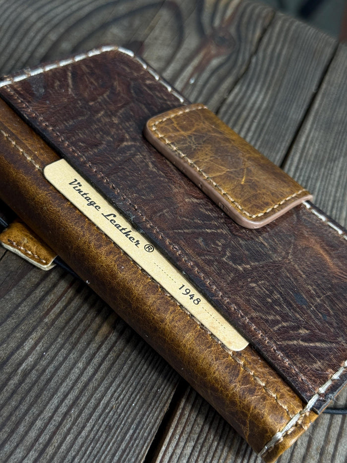 Vintage Leather iPhone 17 Wallet Case: Book Style, Card Slots