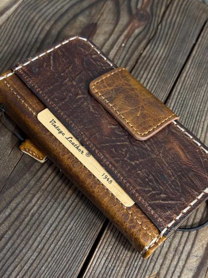 Vintage Leather iPhone 17 Wallet Case: Book Style, Card Slots