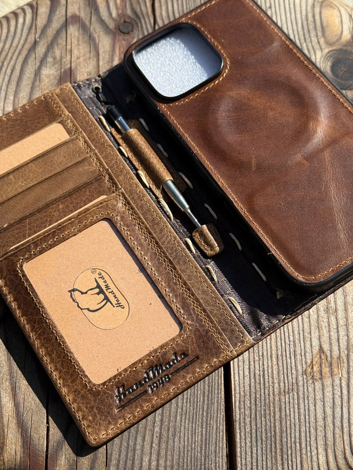 Vintage Leather iPhone 17 Wallet Case: Book Style, Card Slots