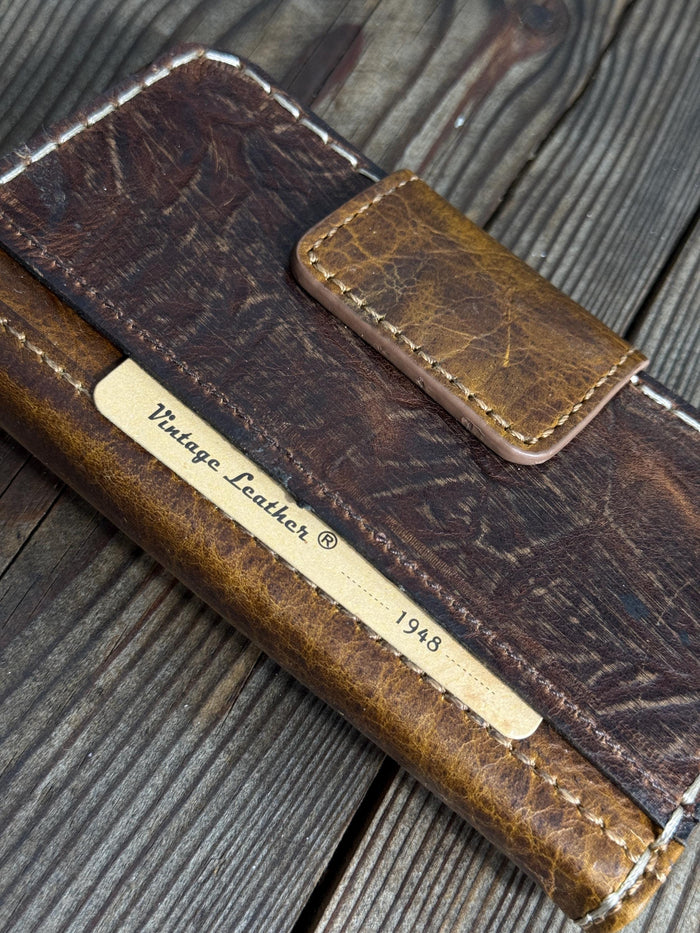 Vintage Leather iPhone 17 Wallet Case: Book Style, Card Slots
