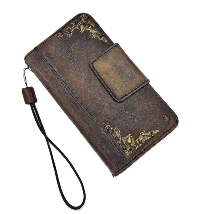 Vintage Leather iPhone Wallet Case: Book Style, Card Slots
