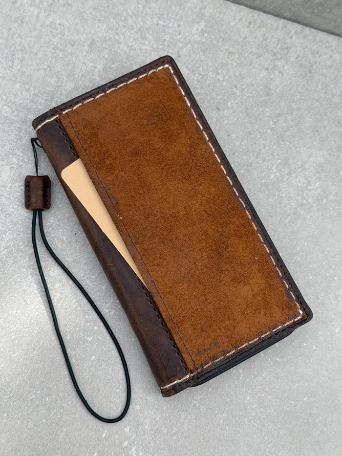 Vintage Leather iPhone Wallet Case: Book Style, Card Slots