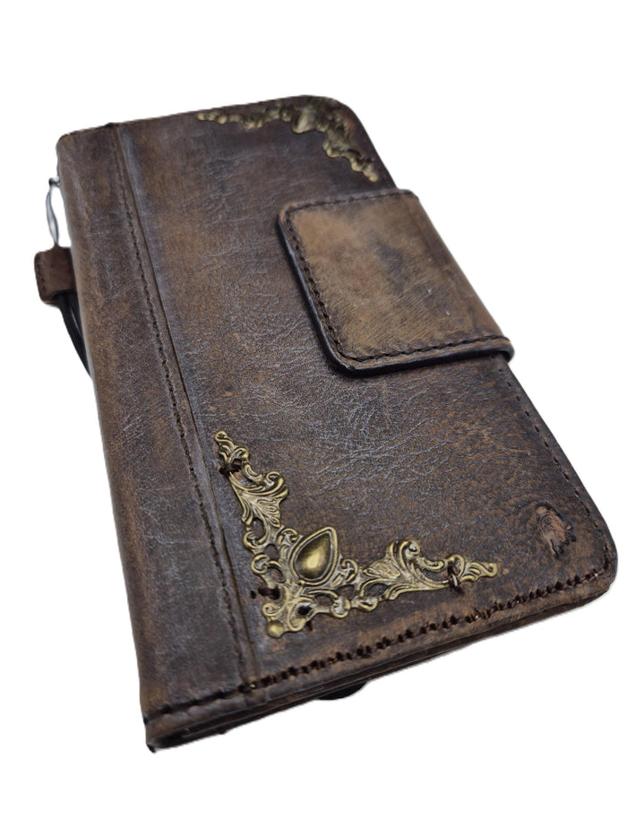 Vintage Leather iPhone Wallet Case: Book Style, Card Slots