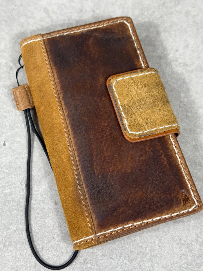 Vintage Leather iPhone Wallet Case: Book Style, Card Slots