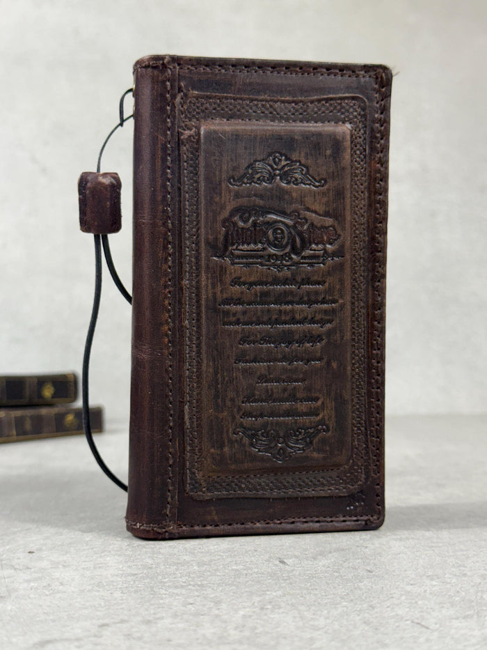 Vintage Leather iPhone Wallet Case: Book Style, Card Slots