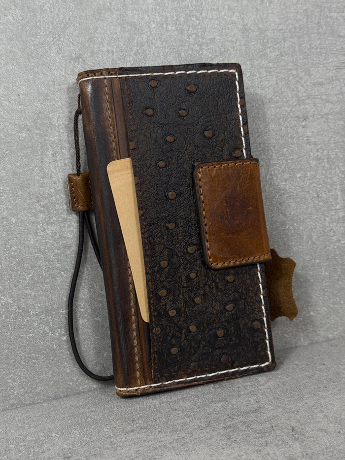 Vintage Leather iPhone Wallet Case: Book Style, Credit Card Slots