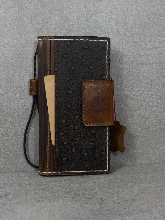 Vintage Leather iPhone Wallet Case: Book Style, Credit Card Slots