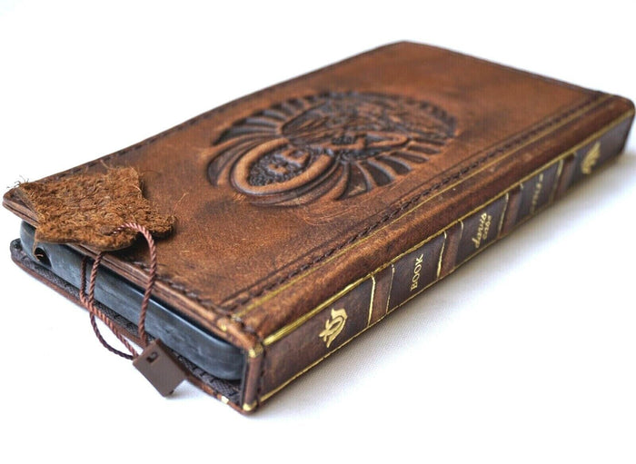 Vintage Leather iPhone Wallet Case: Buddha Art, Card Slots