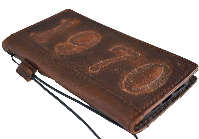 Vintage Leather iPhone Wallet Case: Custom Stamped Book Cover