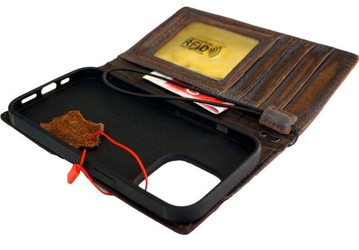 Vintage Leather iPhone Wallet Case: Custom Stamped Book Cover