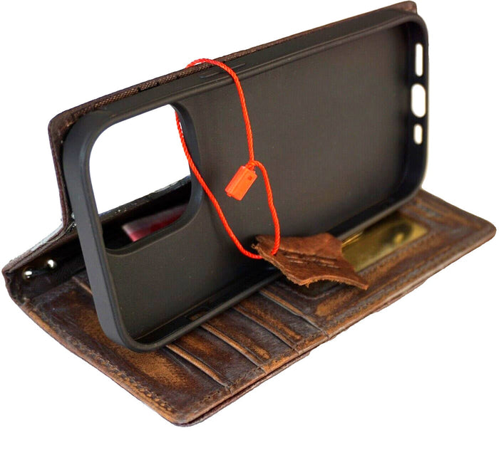 Vintage Leather iPhone Wallet Case: Custom Stamped Book Cover