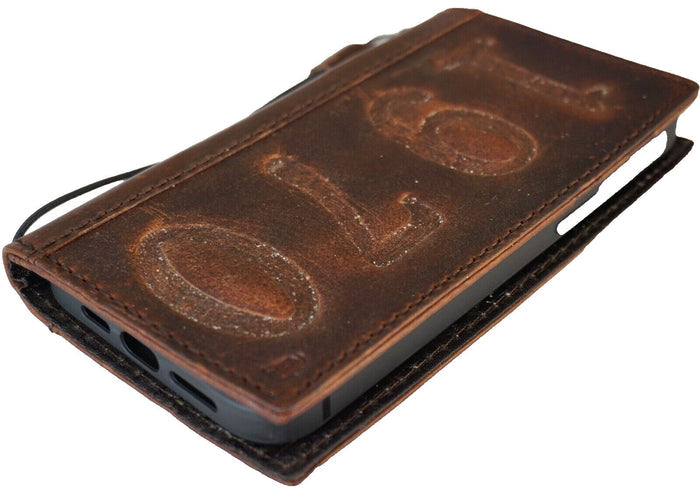 Vintage Leather iPhone Wallet Case: Custom Stamped Book Cover
