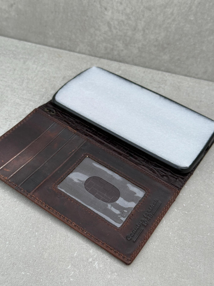 Vintage Leather iPhone Wallet Case: Floral Book Style Cover